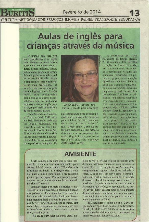 Jornal Buritis Inglês música